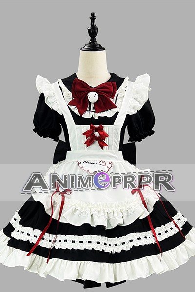 Black White Lolita Soft Girl Maid Cosplay
