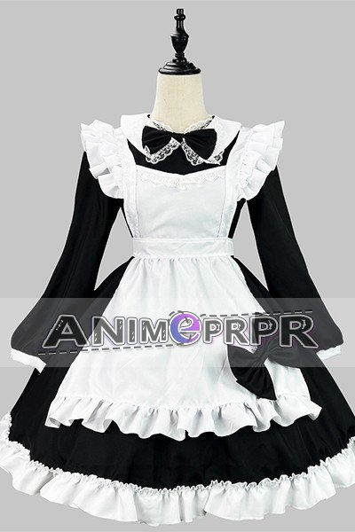 Japanese Black White Long Sleeve Maid Cosplay