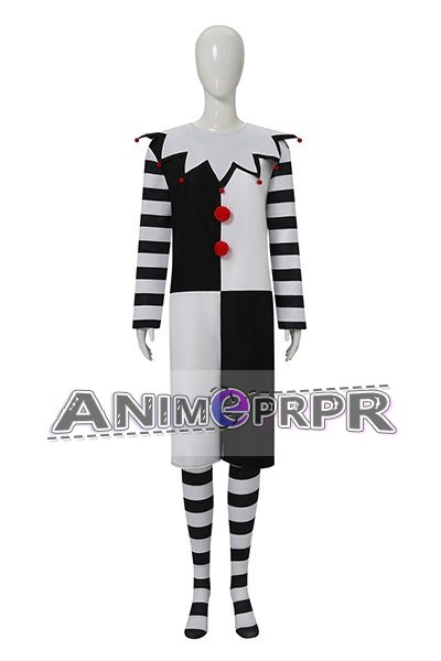 Halloween Retro Striped Circus Clown Costume